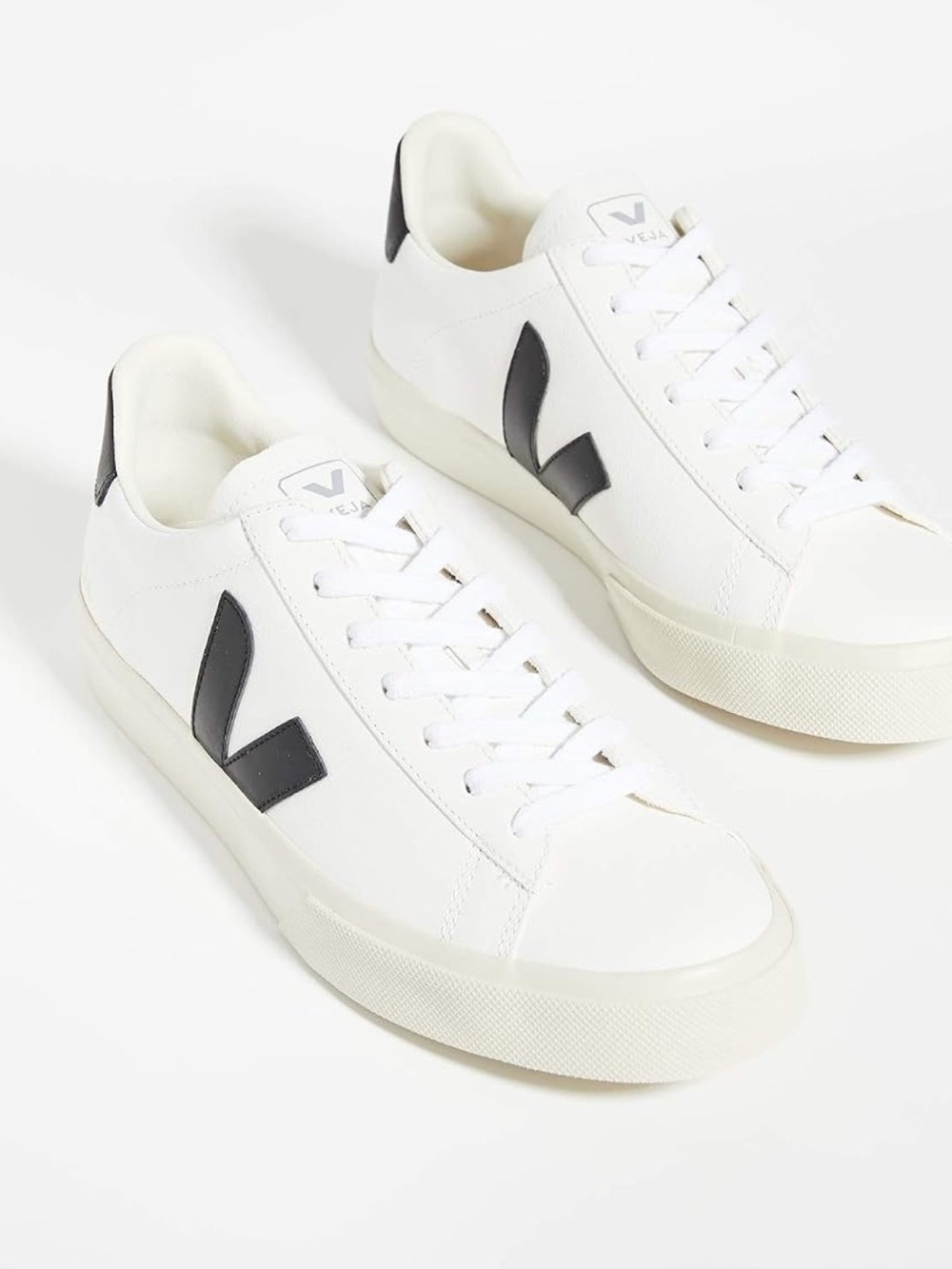 Veja White Leather Low-Top Sneakers with Black V Sz. 12